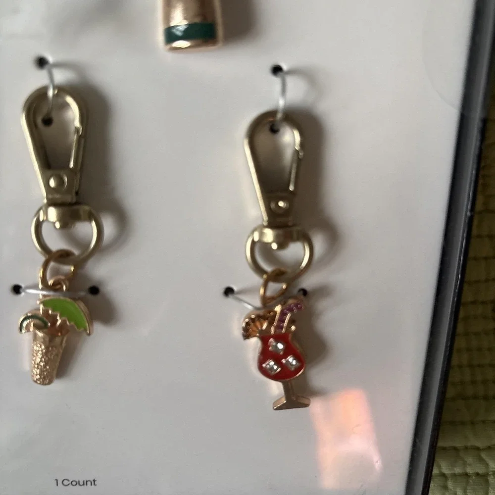 5 Pack Metal Drinks Phone Charms For Wristlets CrossBodies Bookbags or Keychains